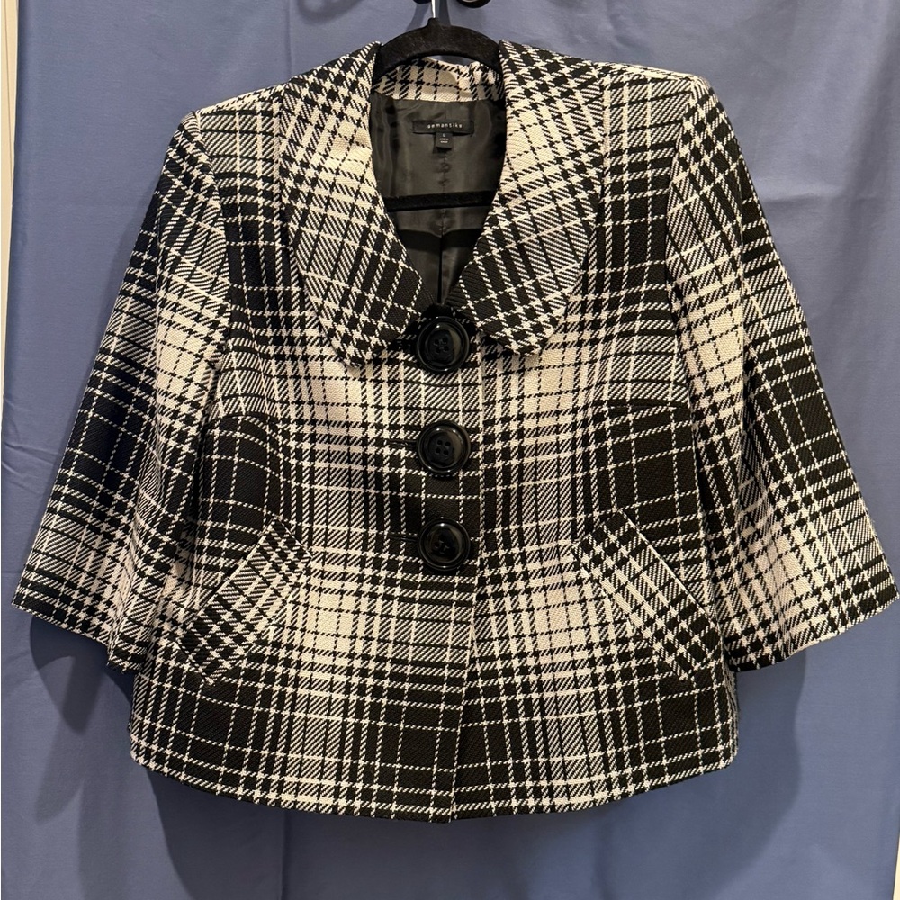 Black & Cream Plaid Jacket from Semantiks by Nordstrom